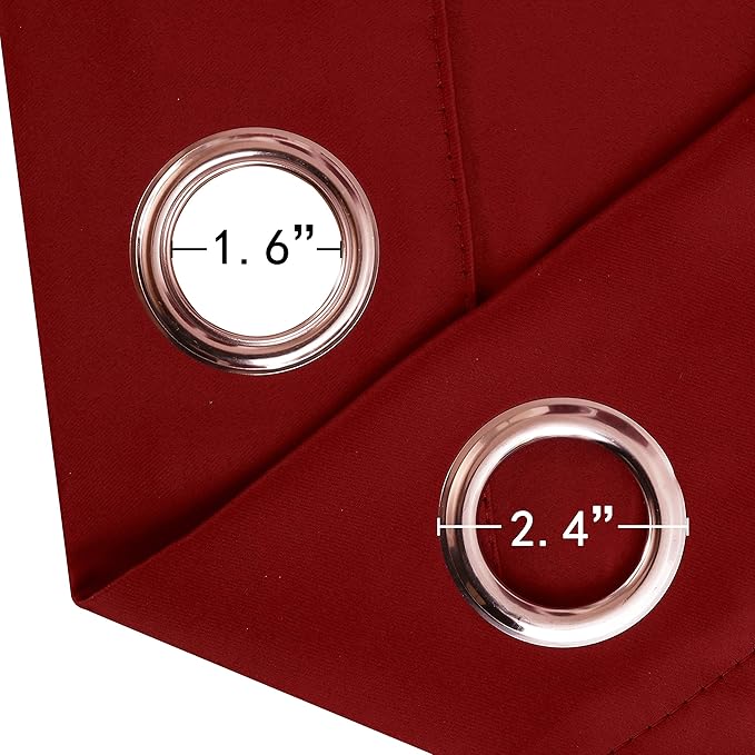 LEMOMO Red Bedroom Blackout Curtains/38 x 63 Inch Long/Set of 2 Curtain Panels/Thermal Insulated Room Darkening Curtains for Bedroom