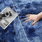 Deerhoo Large Shag Area Rugs 6 x 9, Tie-Dyed Plush Fuzzy Rugs, Navy Blue