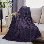 EXQ Home Fleece Blanket Twin Size for Couch or Bed - 3D Imitation Turtle Shell Jacquard Decorative Blankets - Cozy Soft Lightweight Fuzzy Flannel Blanket Suitable for All Seasons(60"×80",Purple)