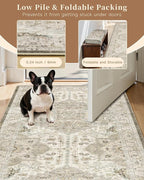 Madane Kitchen Runner 2'6''x8' Soft Rug Runners for Hallways, Ivory/Brown