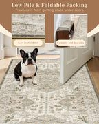 Madane Hallway Runner Rug 3x10 Washable Kitchen Runners 10ft, Ivory/Brown