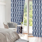 Beauoop 100% Blackout Curtains 96 Inches Long 2 Panels for Bedroom Living Room Blue Moroccan Geo Room Darkening Thermal Insulated Soundproof Rod Pocket Back Tab Window Treatments Drapes, 50x96