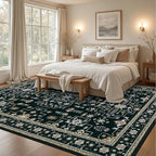 ExpediX 10x14 Area Rugs Living Room: Washable Vintage Rug for Bedroom Black