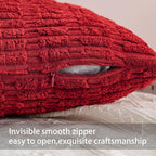 Pack of 2 Christmas Red Corduroy Decorative Throw Pillow Covers 20x20 Inch Soft Striped Pillow Covers Modern Farmhouse Home Decor for Sofa Living Room Couch Bed（Red）