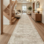 Hallway Runner Rug 3x18 - Kitchen Rugs 18ft Washable Entryway Rug Vintage Kitchen Runners Non Slip Farmhouse Indoor Carpet Runner for Living Room Bedroom, Brown