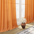 Nanspring Orange Linen Blend Drapes 84 Inch Length 2 Panels Set Back Tab Rod Pocket Light Filtering Privacy Semi Sheer Textured Curtains Neutral Farmhouse Decor Curtains for Living Room Bedroom 52x84