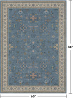 Washable 5x7 Blue Rugs for Kids Room, Boho 5 x 7 Nursery Rug Boys, Colorful Eclectic Low-Pile Carpet for Bedroom, Dining Table, Non-Slip with Rubber Back