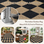 Lahome Checkered Easy Jute Outdoor Patio Rug, 8x10 Living Room Rug Washable