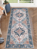 SERISSA 3x5 Washable Non Slip Boho Area Rug for Bedroom，Rust — 2' x 5' (Runner)