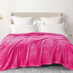 Exclusivo Mezcla Plush Fuzzy Fleece Bed Blanket Queen Size, Super Soft, Fluffy and Warm Blankets for Couch, Bed, All Season (Hot Pink, 90x90 inches)