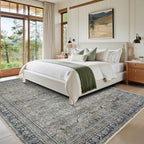 Washable Rugs 8x10 Area Rugs for Living Room,Rugs for Bedroom,Large Carpets,Ultra Soft Faux Wool Retro Dining Room Rug,Non Slip&Non-Shedding Low Pile Vintage Print Rug for Home Office,Green