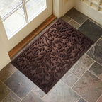 Coffee Brown Leaves Outdoor Indoor Entrance Doormats, Absorbent Durable Heavy Duty Welcome Front Door Mat,Thick Natural Rubber Back,Easy Clean Entryway Mat 23x35 Inch, Low Profile