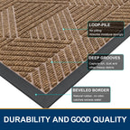 Smiry Front Door Mat Outside Entrance, Low Profile Rubber Doormat, 47x32