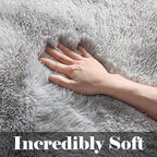 ONASAR Rugs for Living Room Bedroom, 5x8 Fluffy Tie-Dyed Light Grey Bedside Area Rug, Soft Plush Shaggy Floor Carpet for Nursery Kids Girls Boys Teen Dorm Home Office Decor Aesthetic