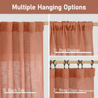 LAMIT Light Filtering Linen Curtains 63 inches Long for Bedroom 2 Panels