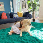 OLANLY 2x8 Machine Washable Runner Rugs for Hallway, Soft Fluffy Shaggy Bedside Rugs for Bedroom, Living Room, Indoor Floor Carpet for Kids Girls and Boys, Home Decor Aesthetic, Teal Green