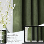 NICETOWN Short Faux Linen Froest Green Blackout Curtains 63 inches Long for Kitchen - Privacy Panels for Living Room Bedroom, Modern Farmhouse Style Easy Care Grommet Top, 2 Panels, W42 by L63