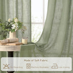 LAMIT Short Linen Window Curtains 30 Inches Long 2 Panels 34 x 30 Inch