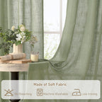 LAMIT Semi Sheer Linen Curtains 45 Inches Long 2 Panels for Small Window