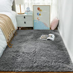 Ophanie Area Rugs for Bedroom Living Room, Grey Fluffy Fuzzy Shag Shaggy Soft Plush Carpet, 4x6 Indoor Floor Gray Rug for Kids Home Dorm Decor Aesthetic
