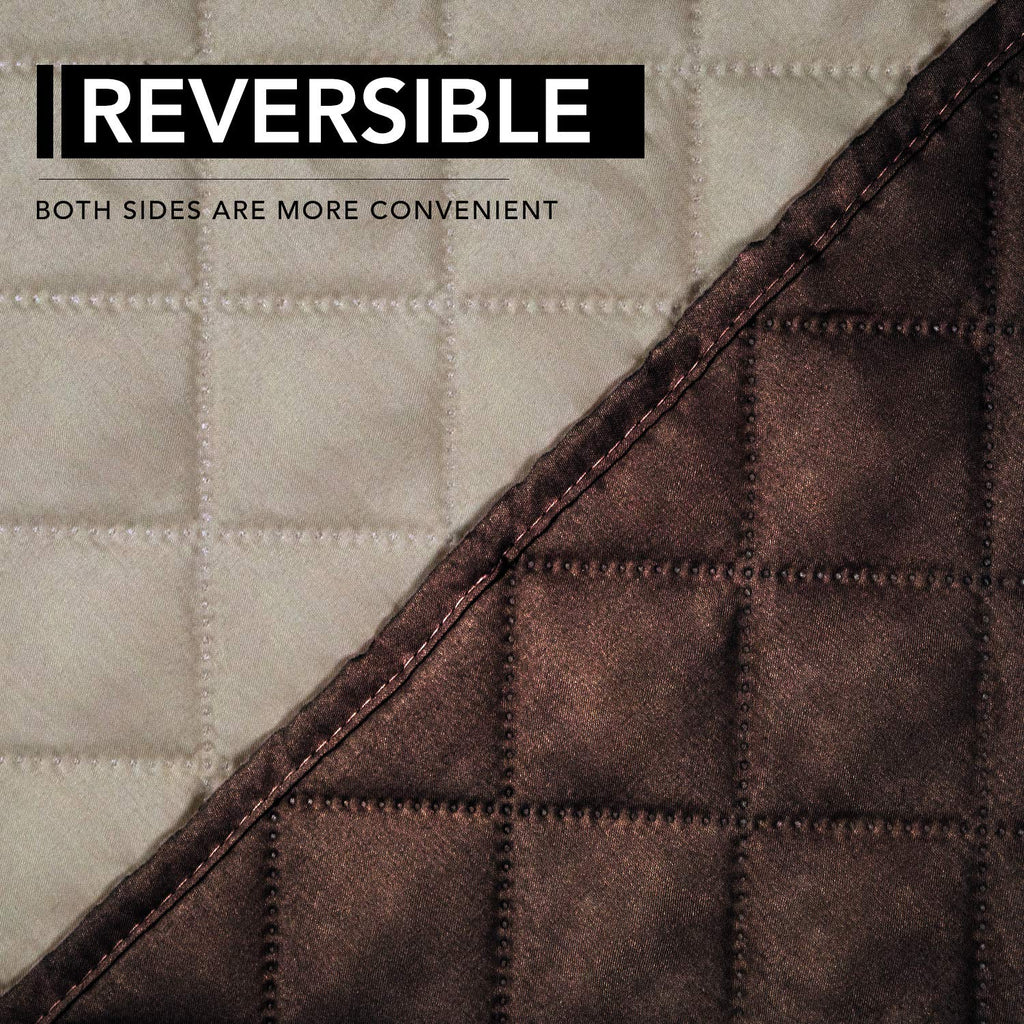 Easy-Going Oversized Recliner Cover Reversible Couch Cover Sofa Cover for Living Room Water Resistant Furniture Protector with Elastic Straps for Pets ('Large Recliner 27-29 in, Chocolate/Beige)