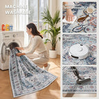 zesthome 9x12 Area Rugs for Living Room,Large Washable Rug,Blue