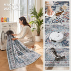 zesthome 5x7 Area Rugs for Living Room,Large Washable Rug,Blue