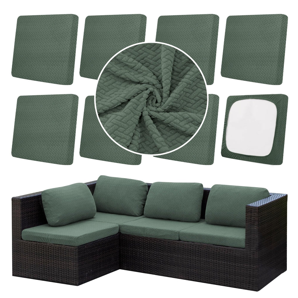 DREAHOTEXTIL 8Pcs Outdoor Cushion Covers, Elastic Patio Cushion Covers