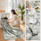 zesthome 5x7 Washable Rug-Stain Resistant Area Rugs for Living Room, Ultra-Thin Vintage Rugs, Non-Slip Backing Rug, Low Pile Large Area Rug, Boho Home Decor