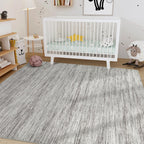Nakagishi 5x8 Area Rugs Living Room: Washable Large Vintage Rug Neutral Non-Slip Soft Stain Resistant Indoor Carpet for Bedroom Nursery Dining Room Office Playroom - Grey-01