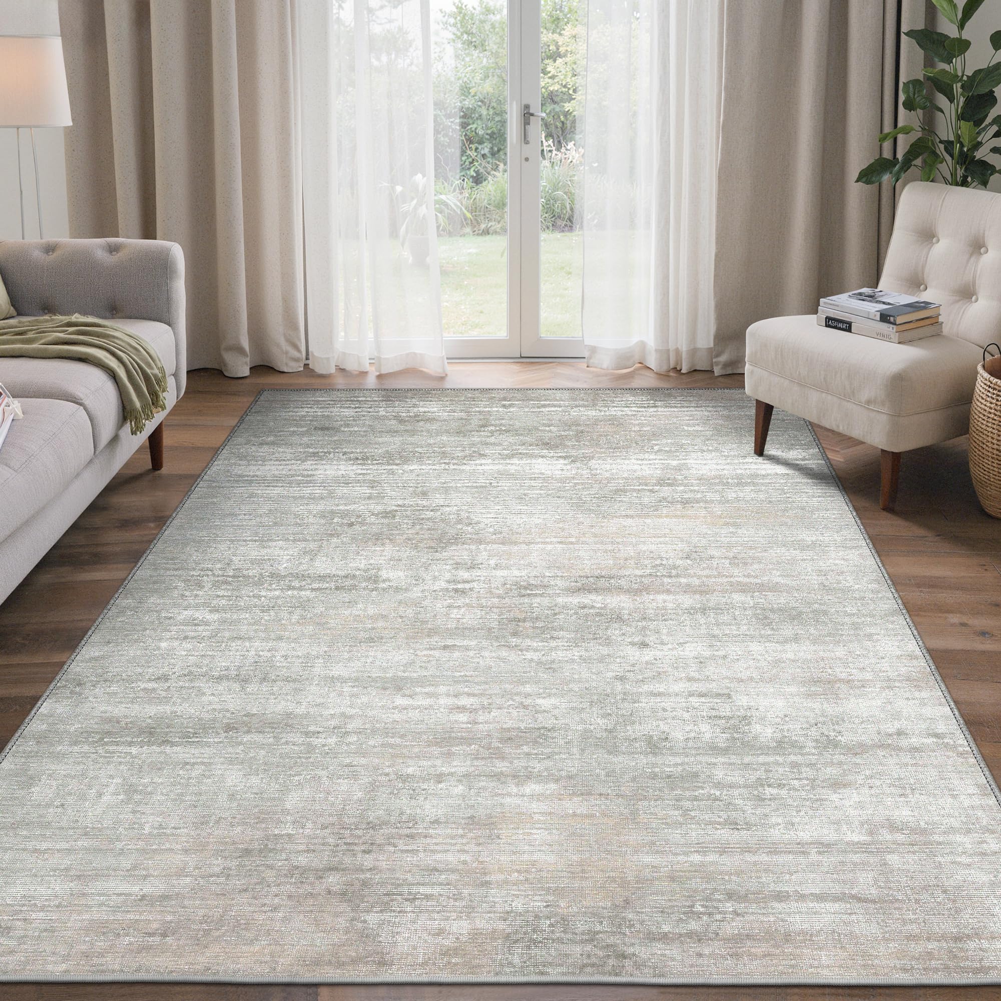 BEIMO 8x10 Area Rugs for Bedroom, Grey Beige Washable Abstract Rug