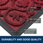 Smiry Welcome Door Mat Outside Entrance, Heavy Duty Trap Dirt and Moisture Easy Clean Low Profile Patio Porch Indoor Outdoor Front Doormat for Entry, 29.5x17 Inch, Burgundy