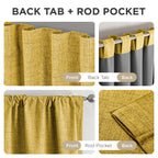 Joydeco Blackout Curtains for Bedroom - 100% Light Blocking 2 Panels Set Yellow Drapes 66" W x 96" L, Thermal Insulated Room Darkening Curtains, Linen Textured for Living Room, Rod Pocket & Back Tabs