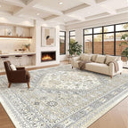 zesthome 12x15 Area Rugs, Large Washable Rug, Ultra-Thin Stain Resistant Rugs for Living Room, Bedroom, Non-Slip Backing Home Decor Area Rug (Beige,12'x15')
