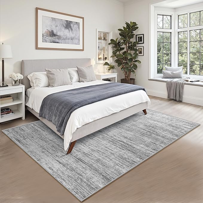 Kearoat 5x7 Area Rugs - Ultra-Thin Washble Rugs,Non-Slip Low Pile Abstract Print Rugs for Living Room,Home Office Decor,Stain Resistant Machine Washable Area Rug