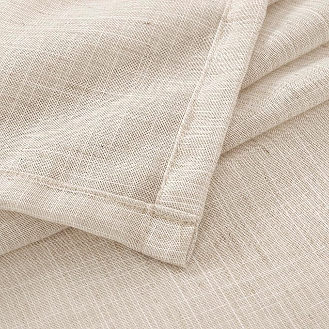 BGment Oatmeal Linen Curtains for Living Room 84 Inch Length, Semi Sheer Lightweight Rustic Country Window Drapes Textured for Bedroom Farmhouse Decor Rod Pocket, 2 Panels Set, Each 38 Inch Wide