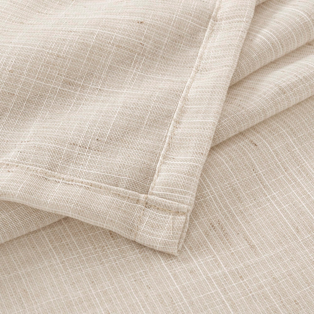 BGment Linen Oatmeal Curtains 45 Inch Length for Short Window - Rod Pocket Textured Drapes Light Filtering Sheer for Bedroom Living Room Lightweight Natural Rustic, 2 Panels Set, 42 X 45 Inch