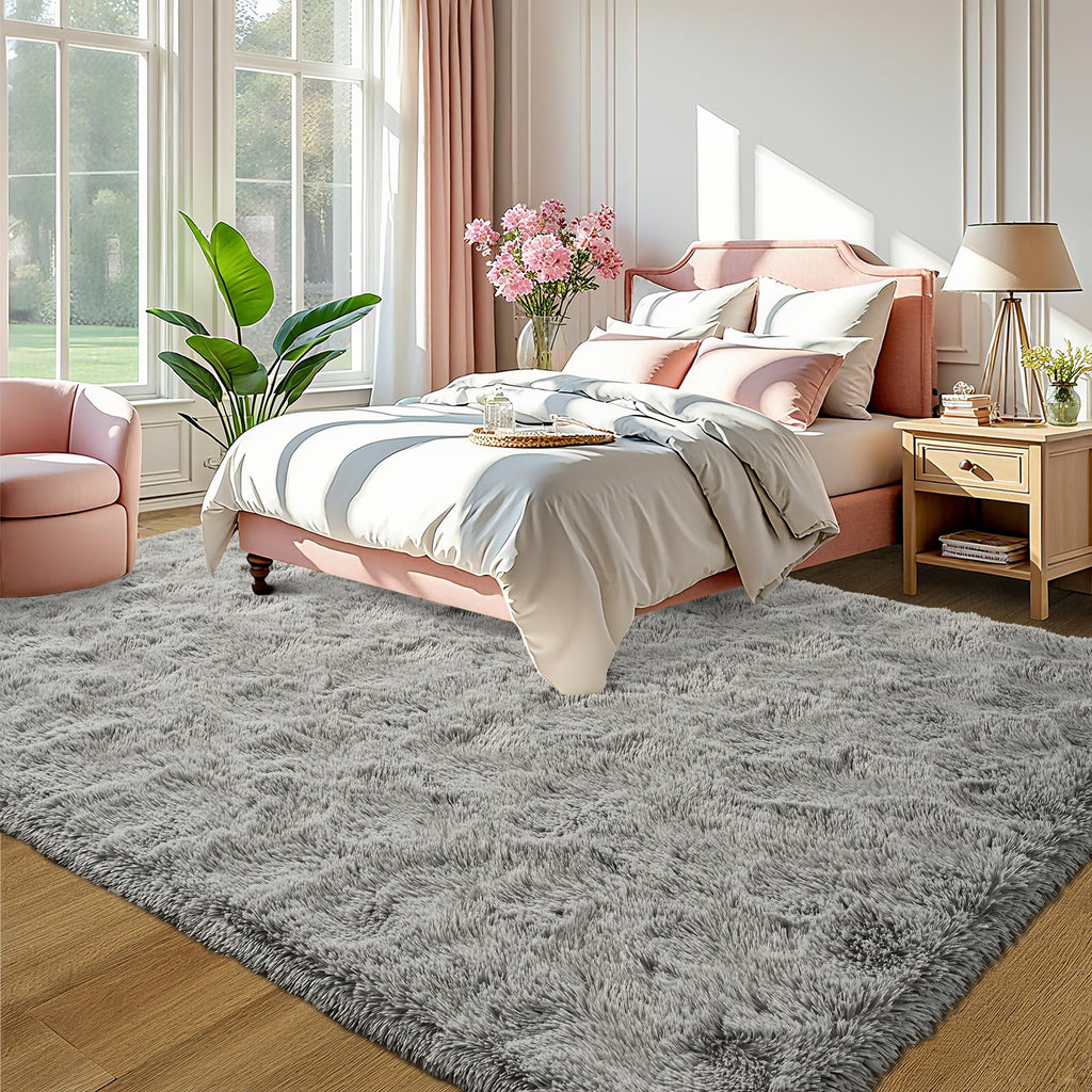 LOCHAS Area Rugs Fluffy Living Room Carpets for Kids Bedroom 3x5, Grey