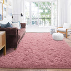 Quntue Rugs for Living Room 8x10, Soft Shaggy Modern Shag Area Rug for Bedroom, Upgrade Non-Slip Plush Fluffy Carpet for Kids Boys Girls Room Home Decor Aesthetic, Blush