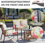 8Pcs Outdoor Cushion Covers, Patio Cushion Covers,Stretch Elastic Slipcovers, Replacement Washable & Reusable Furniture Protector for Patio Couch (Sakura-Pattern,Cover Only)