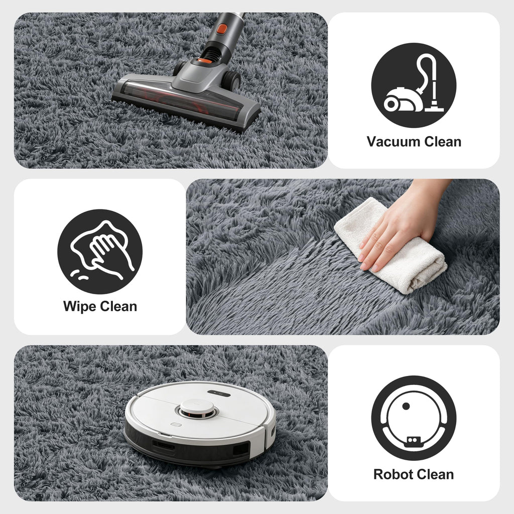 Shag Area Rugs for Bedroom Living Room,5X8 Ultra Soft Fluffy Area Rugs for Dorm,Indoor Carpet Plush Rugs for Home Decor,Dark Grey
