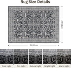 Washable 2x3 Entryway Area Rug - Small Non Slip Vintage Kitchen Runner Rugs Indoor Entrance Soft Neutral Stain Resistant Bathroom Mat Farmhouse Carpet for Bedroom Living Room Entry Laundry 2'x3' Black