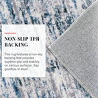 Lansny Modern Abstract Small Area Rug Indoor 3x5 Washable Rug Non-Slip Soft Entryway Rug Grey Blue White Kitchen Mats Thin Print Faux Wool Floor Carpet Throw Rugs for Entrance Bedroom Home Decor