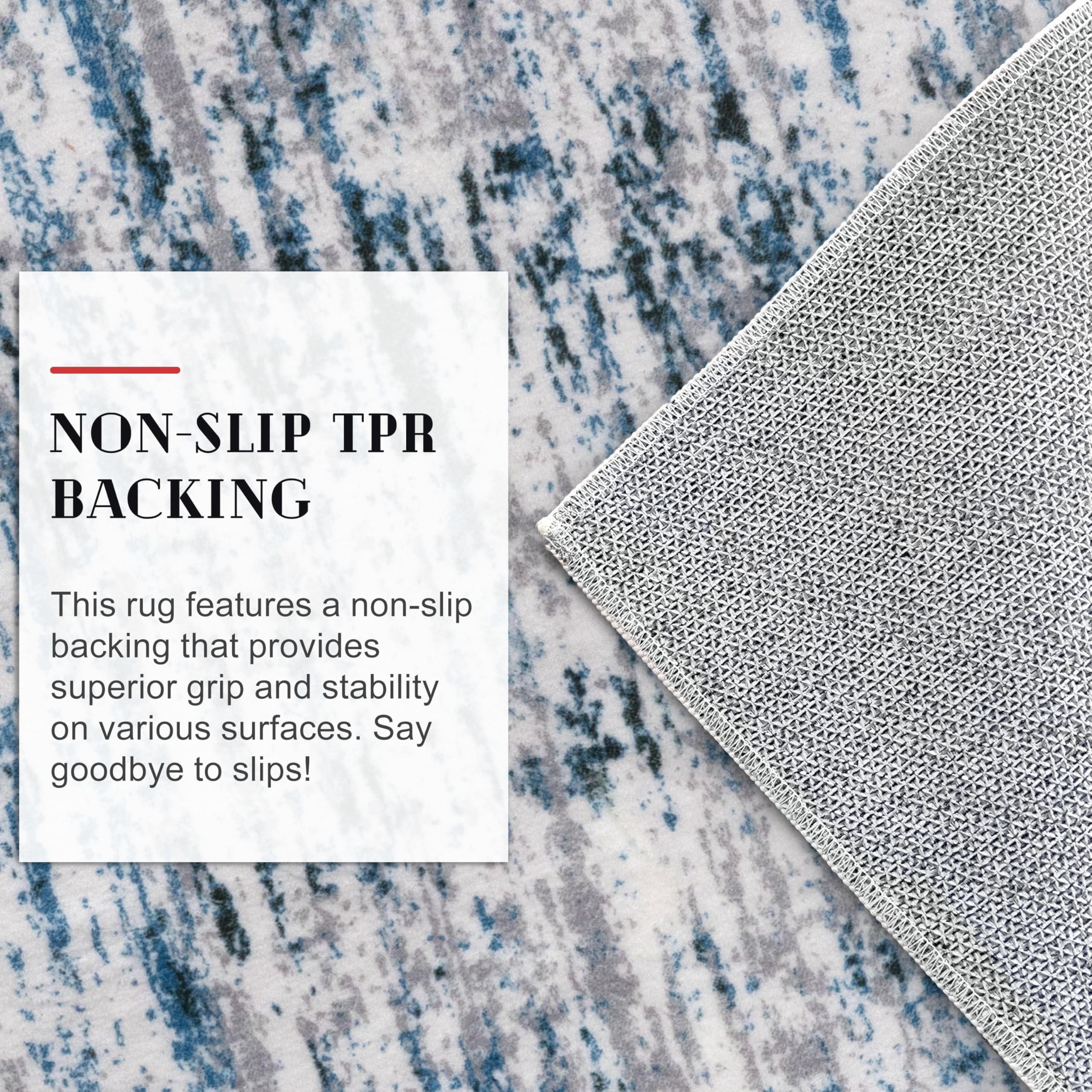 Lansny Modern Abstract Small Area Rug Indoor 3x5 Washable Rug Non-Slip Soft Entryway Rug Grey Blue White Kitchen Mats Thin Print Faux Wool Floor Carpet Throw Rugs for Entrance Bedroom Home Decor