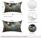 Rustic William Morris Inspired Forest Green Moon Decor Pillow Covers 12x20 Set of 2,Vintage Night Moon Botanical Nature Landscape Decorative Throw Pillow Covers for Home Bedroom Living Room