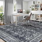 Lofus 8x10 Area Rug for Living Room,Black Washable Area Rugs with Non-Slip Backing,Soft Boho Carpets for Bedroom Dining Room Home Office Indoor Nursery