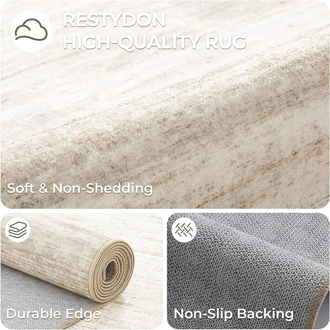 2x10 Runner Rug, Long Hallway Rugs for Dining Room, Living Room, Bedroom, Machine Washable Kitchen Carpet Runner with Rubber Backing, Soft Low Pile Indoor Rug(2'x10', Brown/Beige)