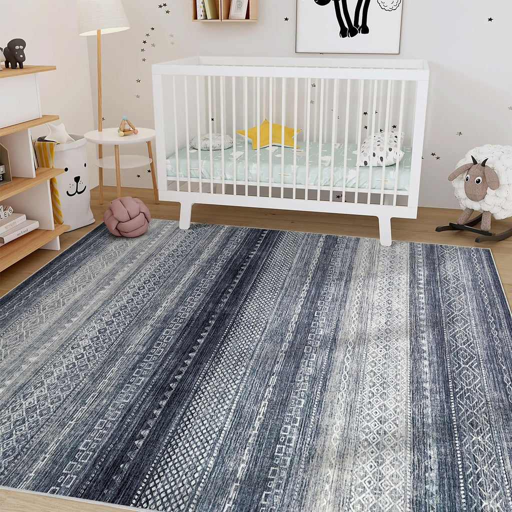 Nakagishi Boho 8x10 Area Rug Living Room Rugs Machine Washable Blue