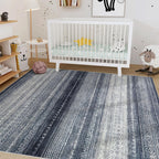 Nakagishi Boho 8x10 Area Rug Living Room Rugs Machine Washable Blue