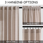 Nanspring Oatmeal Semi Sheer Curtains 72 Inches Long 2 Panels Set for Bedroom Back Tab Rod Pocket Light Filtering Privacy Drapes Cotton Linen Textured Farmhouse Living Room Curtain 52X72 Inches